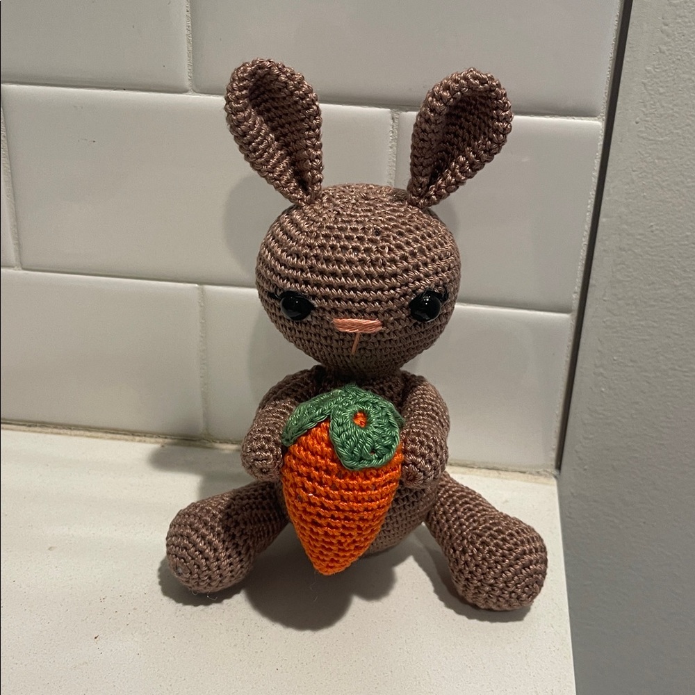 Handcrafted Spring Easter Bunny Rabbit Holiday Decor Amigurui Crochet Carrot